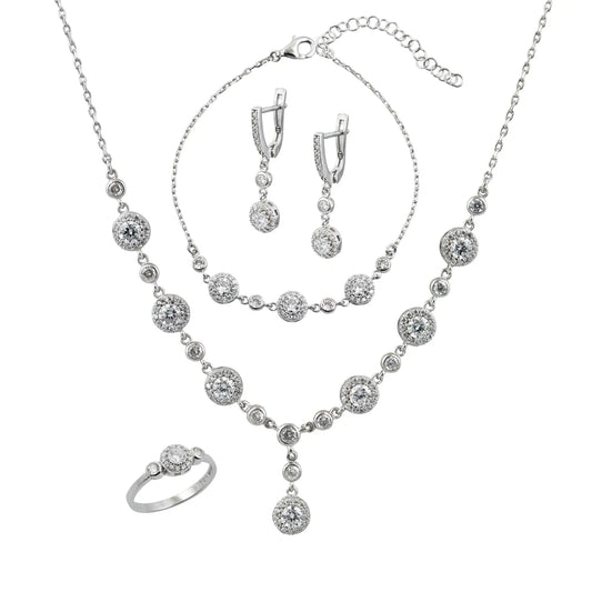 GM220W Zircon Heart Necklace In Platinum Plated Silver