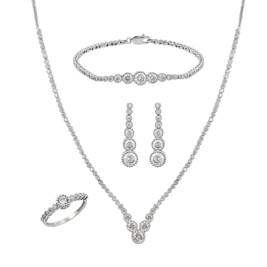 GM220W Zircon Heart Necklace In Platinum Plated Silver