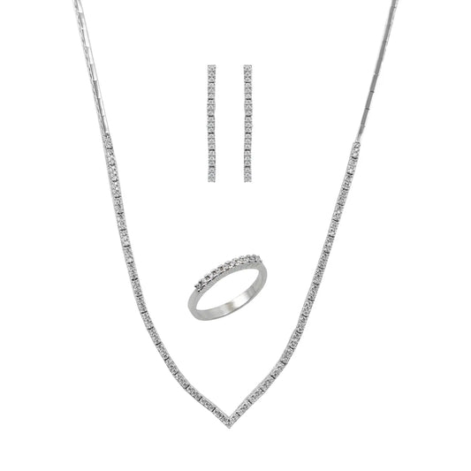 GM220W Zircon Heart Necklace In Platinum Plated Silver