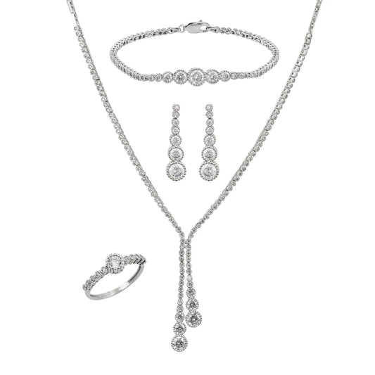 GM220W Zircon Heart Necklace In Platinum Plated Silver