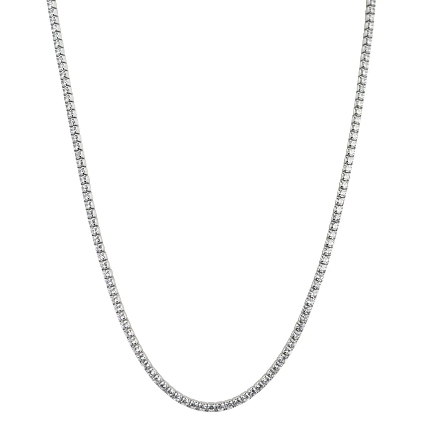 GM220W Zircon Heart Necklace In Platinum Plated Silver