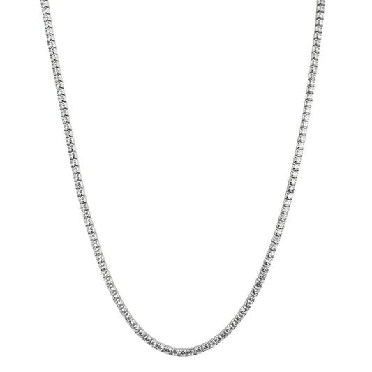 GM220W Zircon Heart Necklace In Platinum Plated Silver