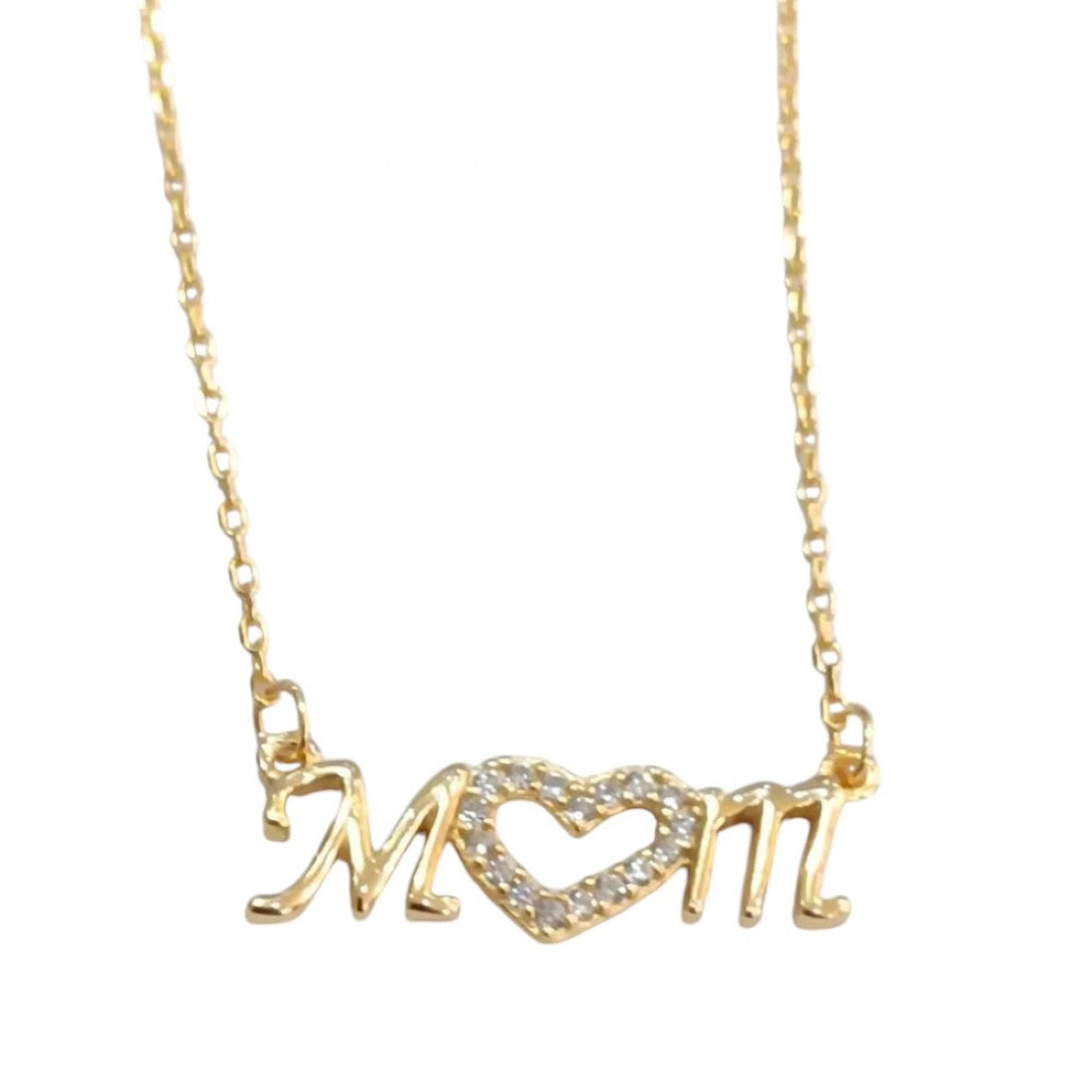 GM425W Mom I Love You Necklace In Platinum Plated Silver