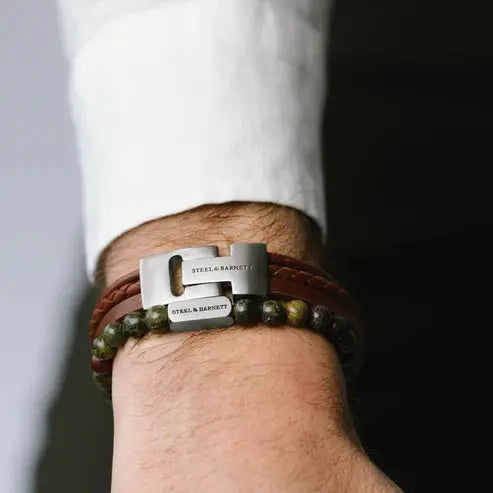 Steel & Barnett LBCC/003-S Ανδρικό Βραχιόλι Casual Cole Από Ατσάλι και Δέρμα