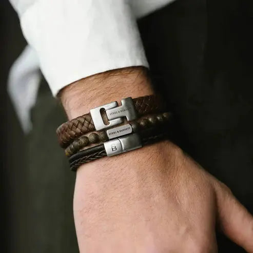 Steel & Barnett LBD/006-M Ανδρικό Βραχιόλι Denby Edition Από Ατσάλι και Δέρμα