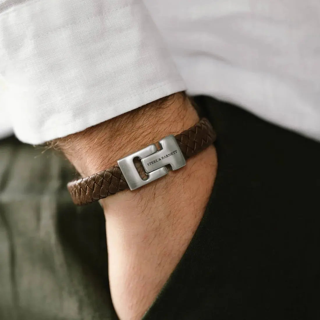 Steel & Barnett LBH/003-M Ανδρικό Βραχιόλι Harrison Από Ατσάλι και Δέρμα