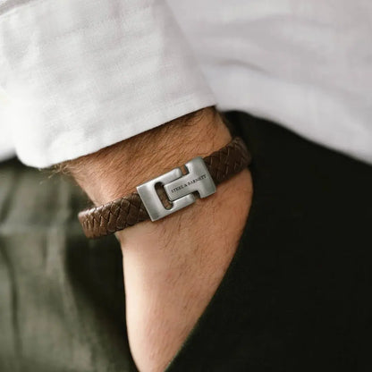 Steel & Barnett LBH/003-M Ανδρικό Βραχιόλι Harrison Από Ατσάλι και Δέρμα