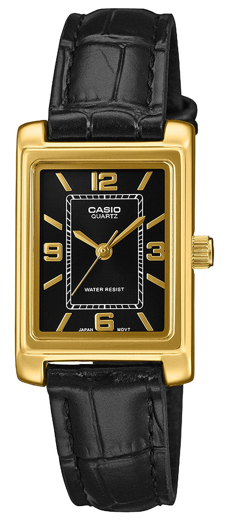 CASIO LTP-1234PGL-1AEF Lady's Black Leather Strap