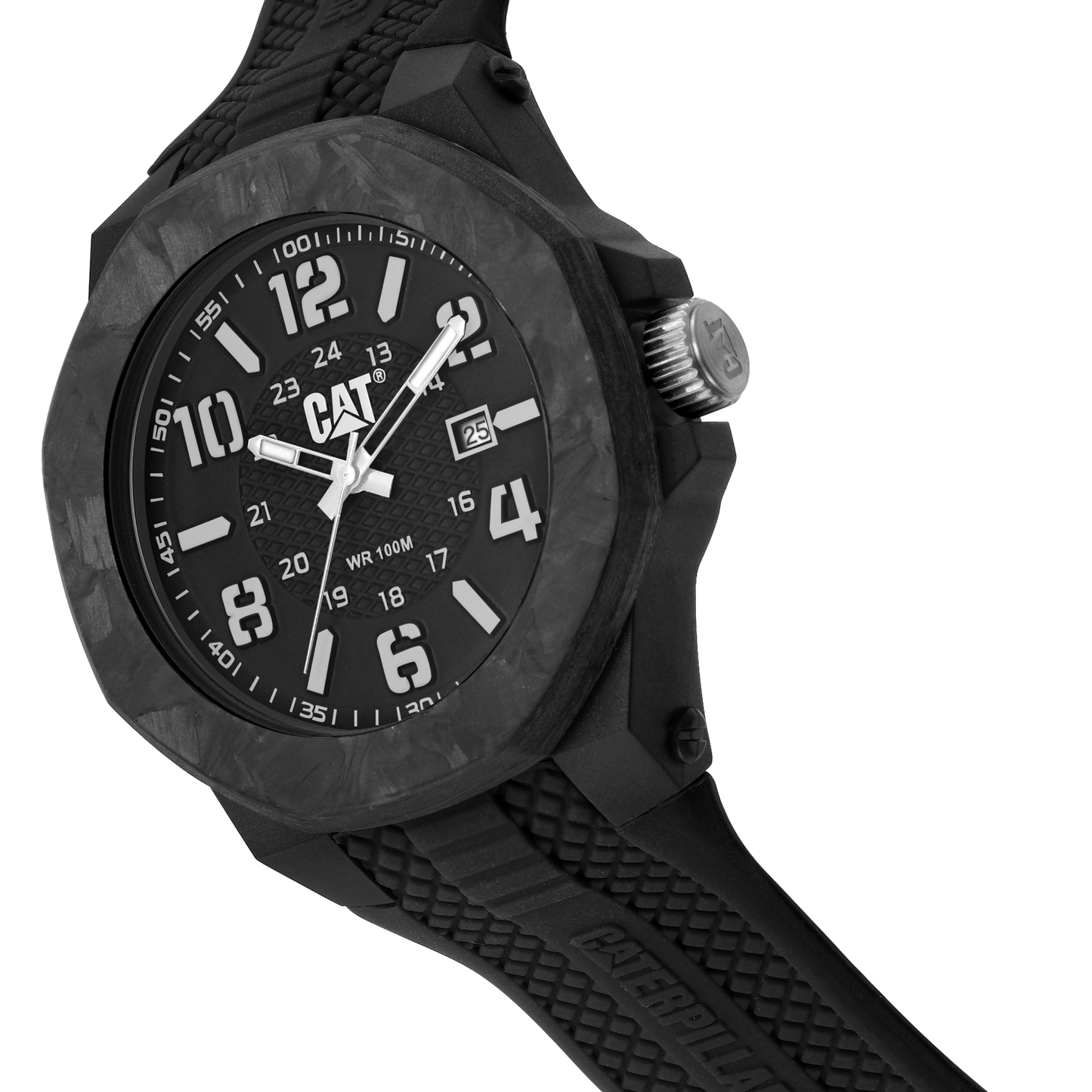CATERPILLAR LV16121132 Carbon Crush Black Silicon Strap