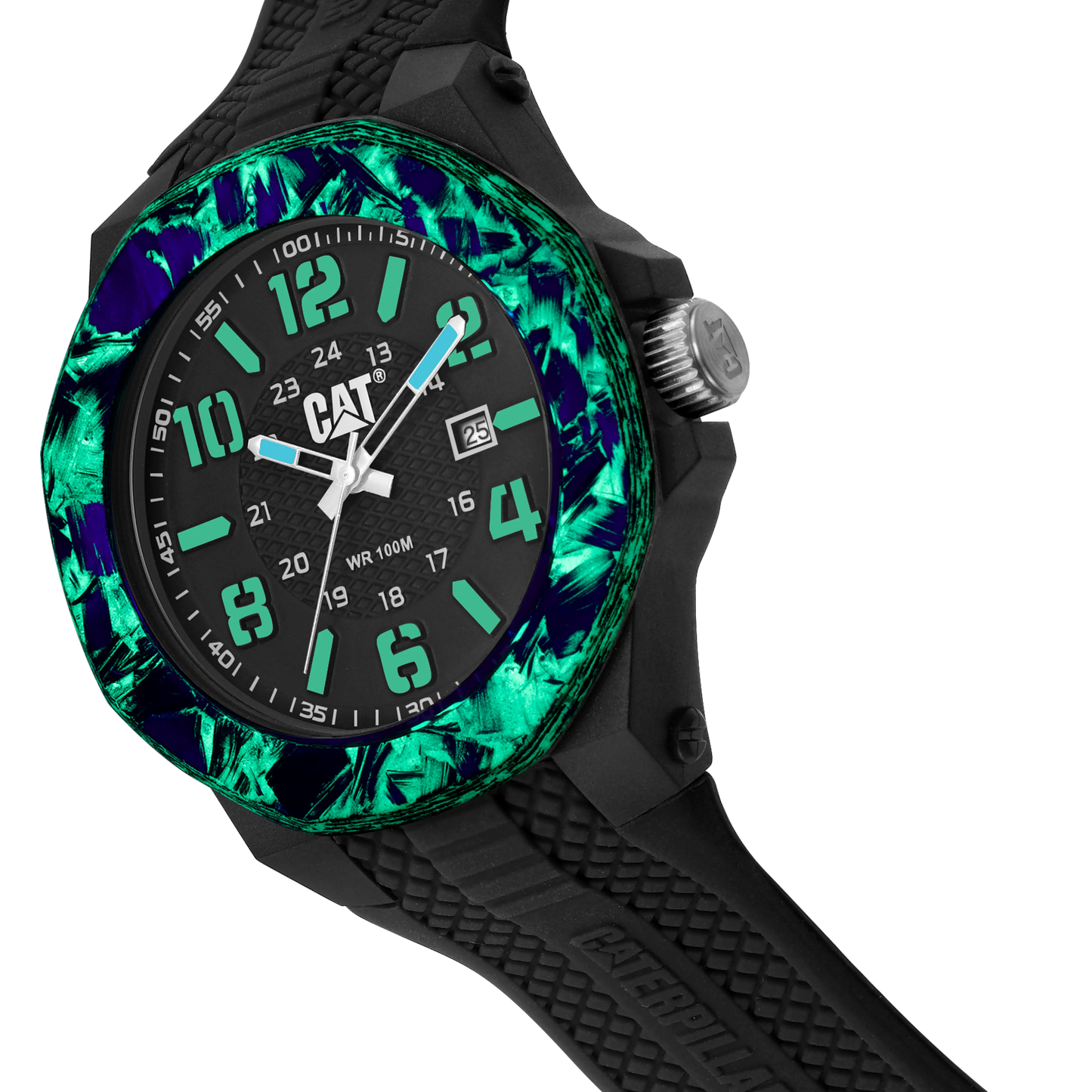 CATERPILLAR LV16121132 Carbon Crush Black Silicon Strap