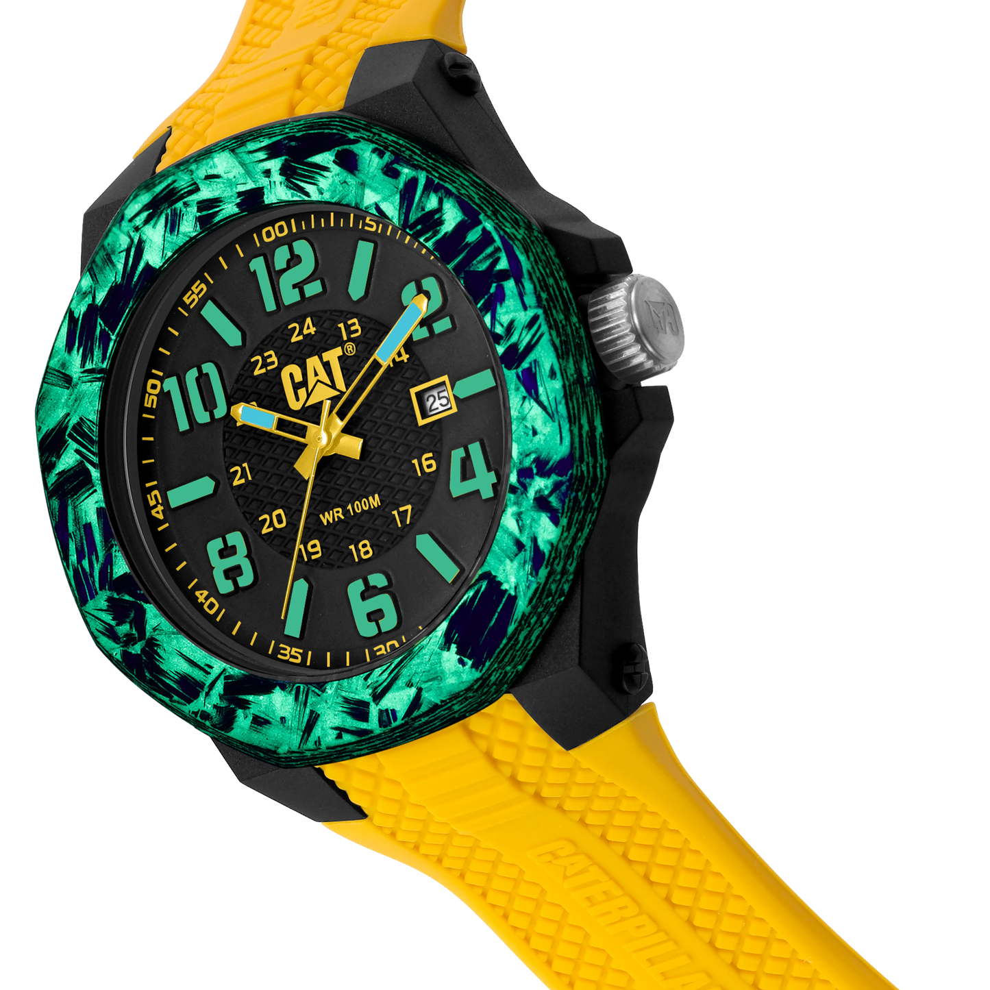 CATERPILLAR LV16127137 Carbon Crush Yellow Silicon Strap