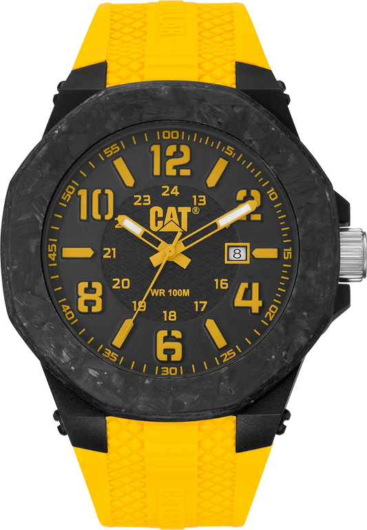 CATERPILLAR LV16127137 Carbon Crush Yellow Silicon Strap