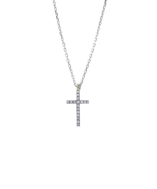 Κολιέ MC7895W Σταυρός Από Ανοξείδωτο Ατσάλι με Ζιργκόν
