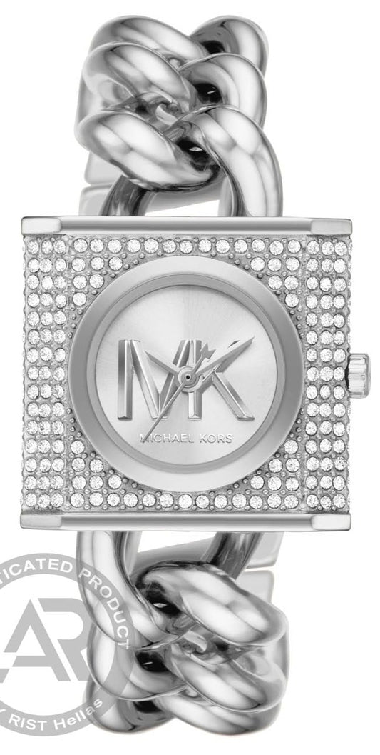 Michael Kors MK4718 MK Chain Lock Silver Stainless Steel Bracelet