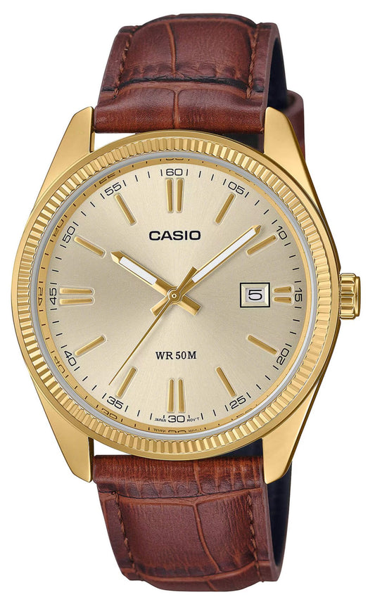 CASIO MTP-1302PGL-9AVEF Men's Brown Leather Strap