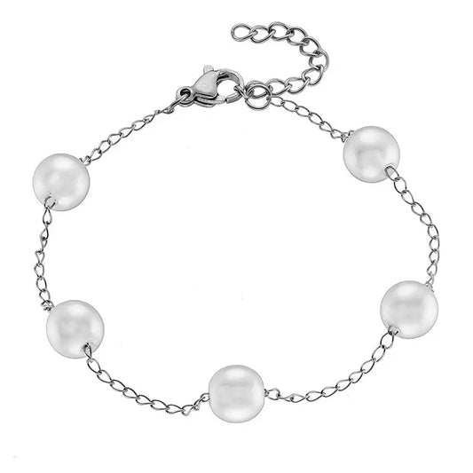 N00967G Women's Stainless Steel Bracelet with Pearls