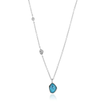 GM220W Zircon Heart Necklace In Platinum Plated Silver