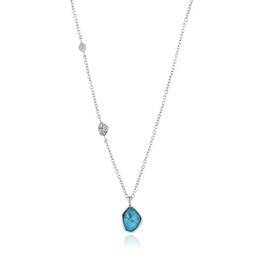 GM220W Zircon Heart Necklace In Platinum Plated Silver