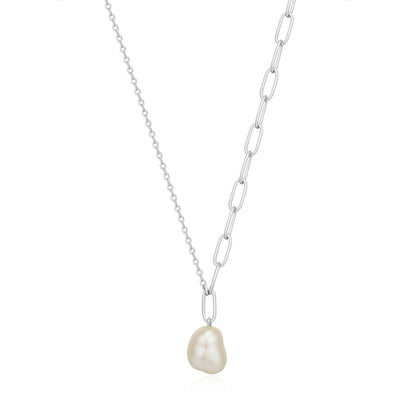 GM220W Zircon Heart Necklace In Platinum Plated Silver