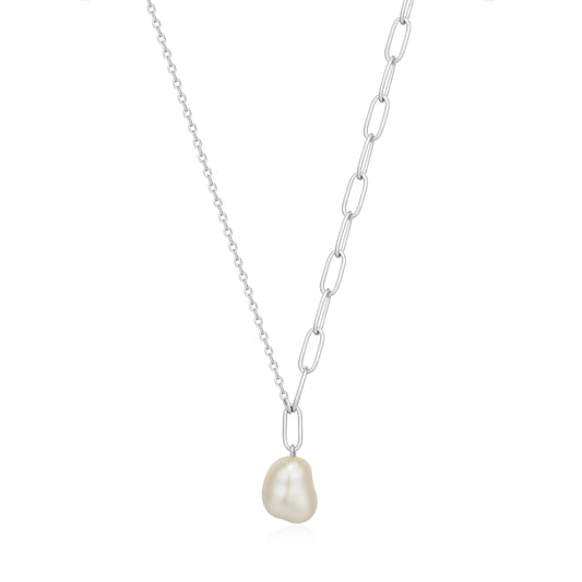 GM220W Zircon Heart Necklace In Platinum Plated Silver