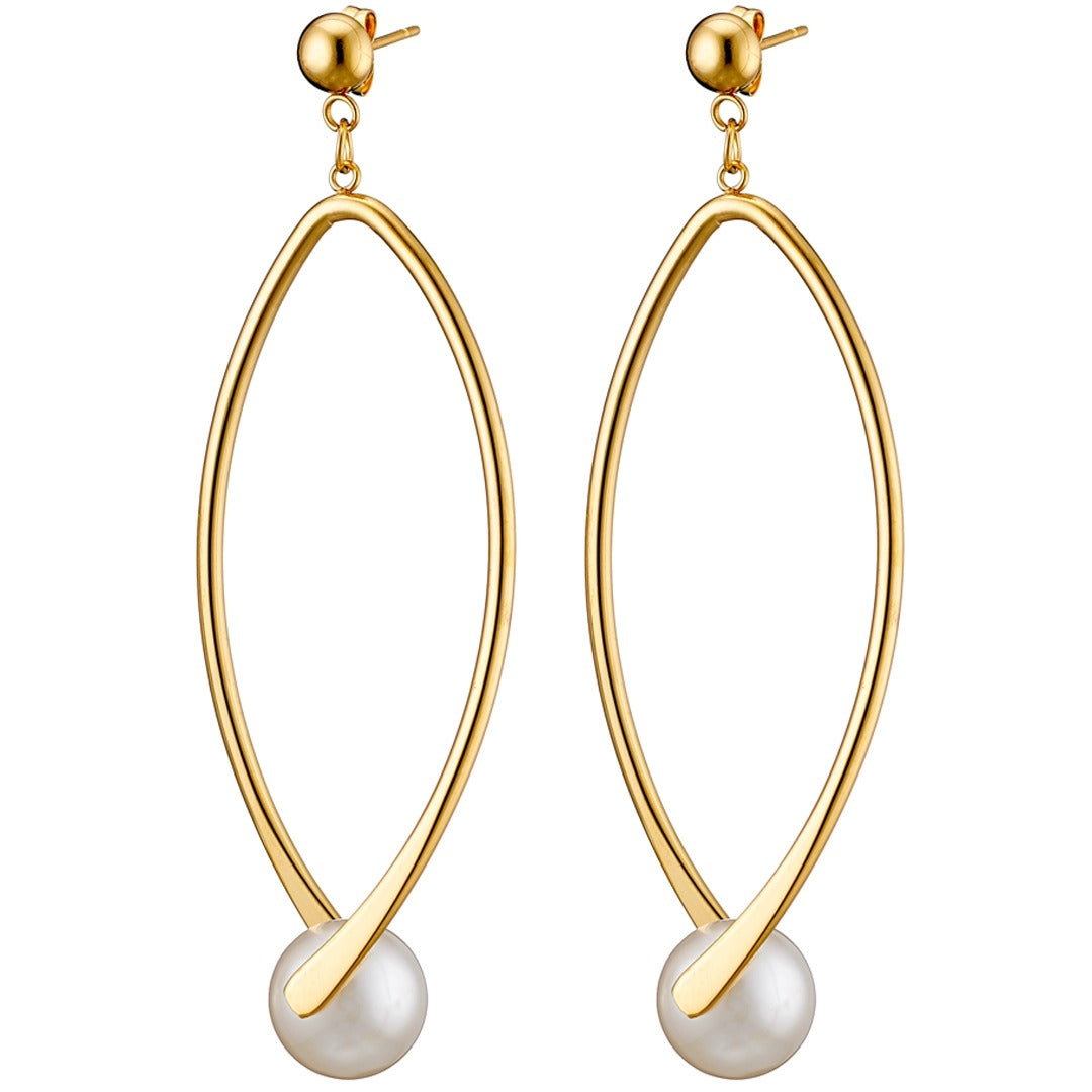 N02139G Gold Plated Steel Dangle Earrings