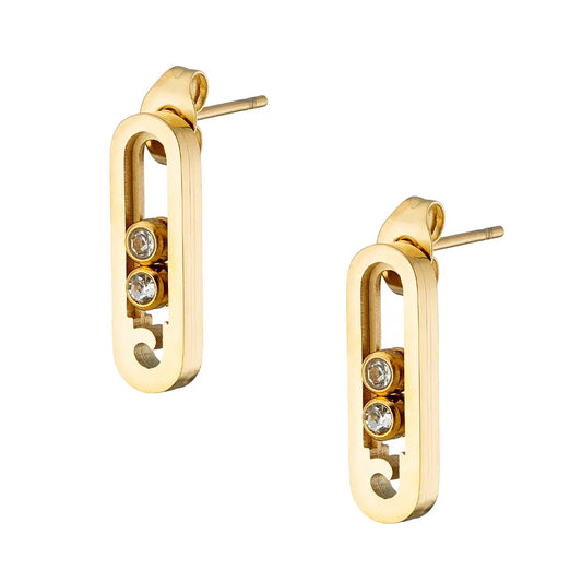 Earrings N02200G Steel Hoops with Multicolored Zirconia