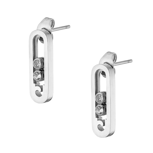 Earrings N02200G Steel Hoops with Multicolored Zirconia