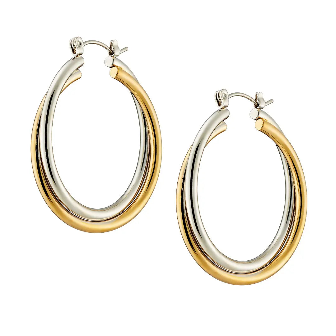 Earrings N02200G Steel Hoops with Multicolored Zirconia