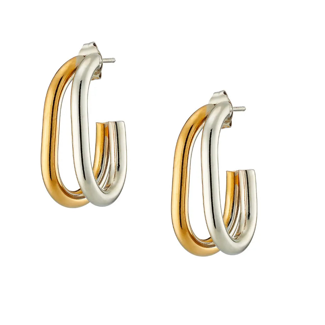 Earrings N02200G Steel Hoops with Multicolored Zirconia