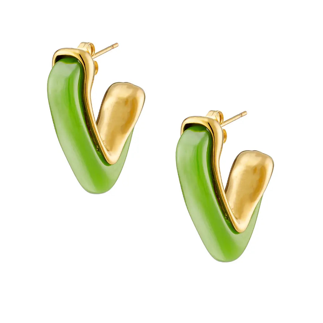 Earrings N02200G Steel Hoops with Multicolored Zirconia