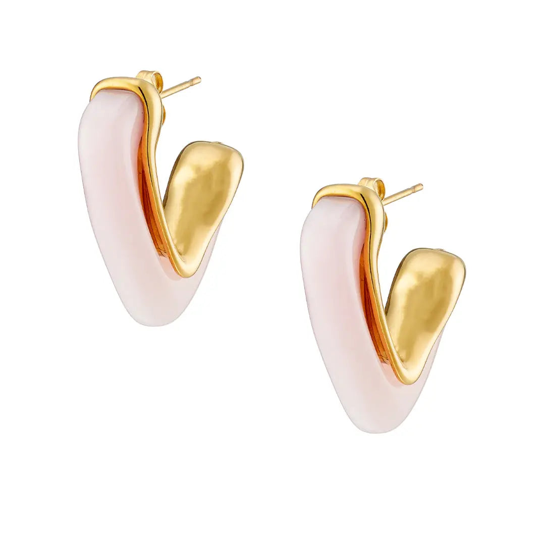 Earrings N02200G Steel Hoops with Multicolored Zirconia