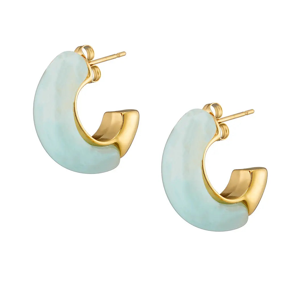 Earrings N02200G Steel Hoops with Multicolored Zirconia