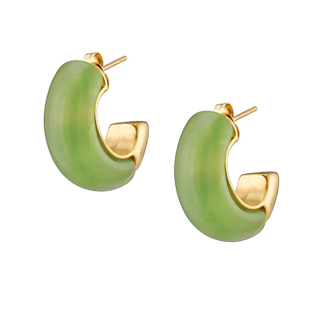 Earrings N02200G Steel Hoops with Multicolored Zirconia
