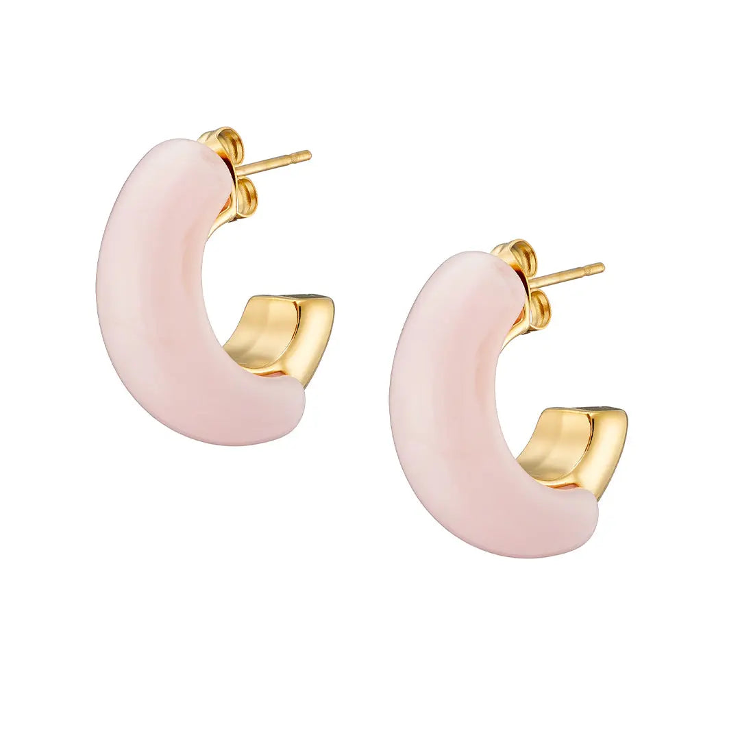 Earrings N02200G Steel Hoops with Multicolored Zirconia