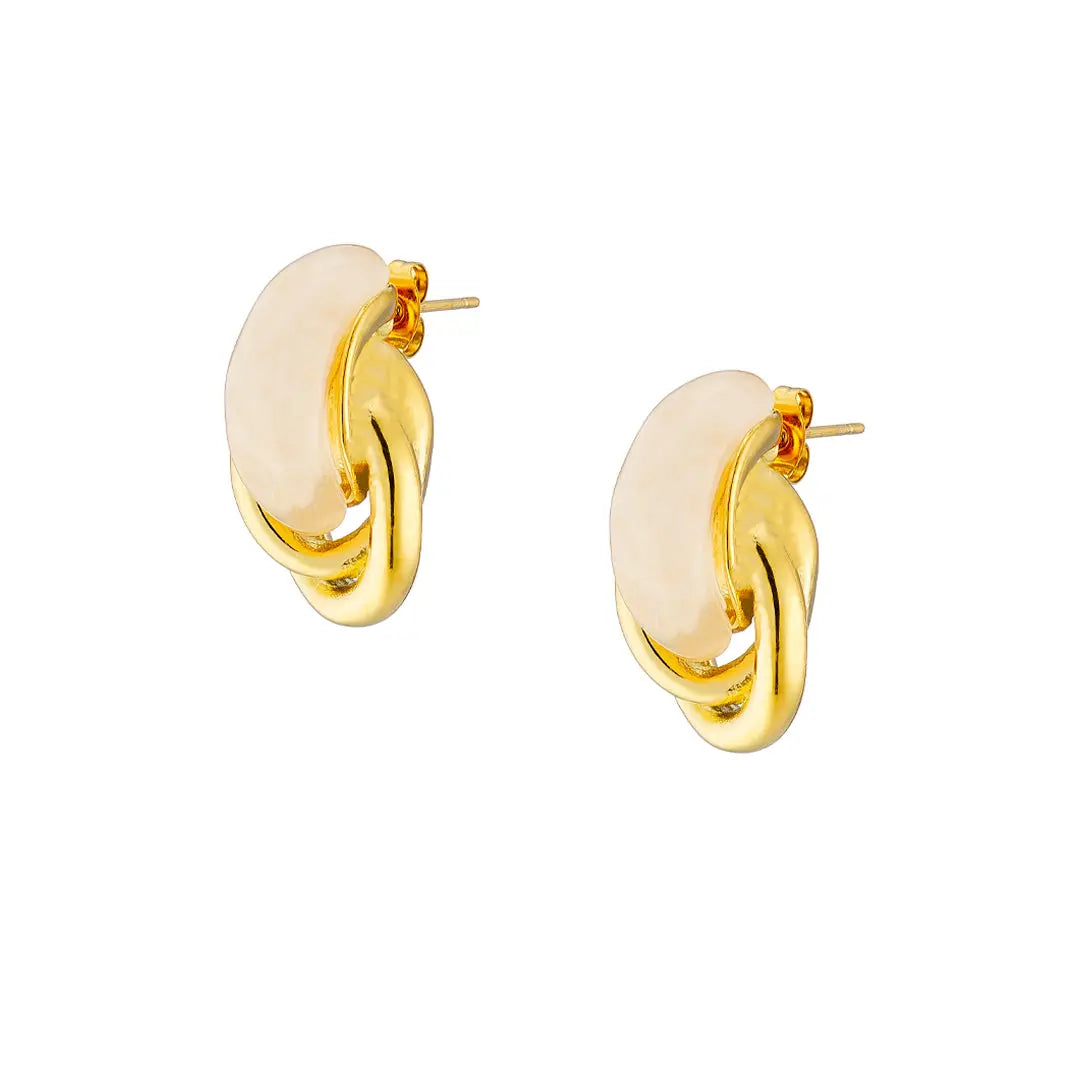 Earrings N02200G Steel Hoops with Multicolored Zirconia