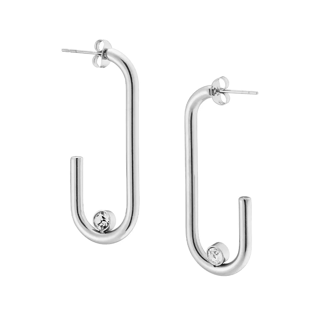 Earrings N02200G Steel Hoops with Multicolored Zirconia