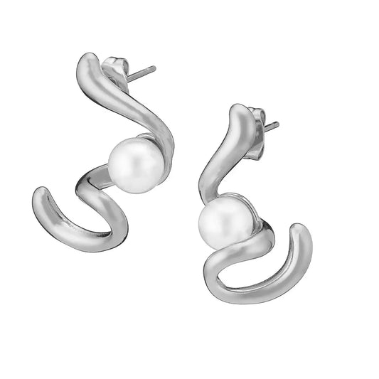 Σκουλαρίκια N02365W Κρεμαστά Από Ανοξείδωτο Ατσάλι με Πέρλες