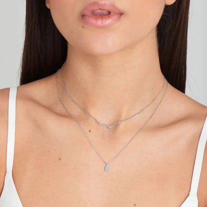 GM220W Zircon Heart Necklace In Platinum Plated Silver
