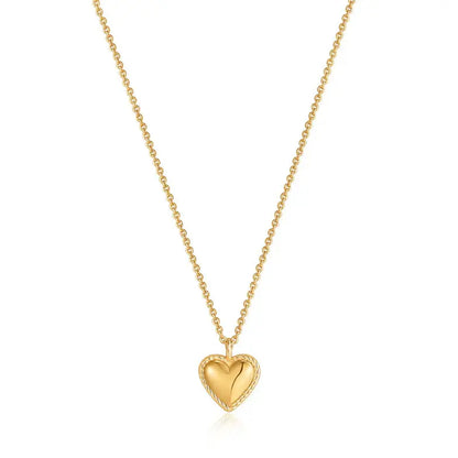 GM220W Zircon Heart Necklace In Platinum Plated Silver