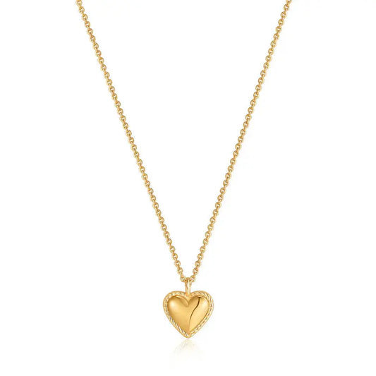 GM220W Zircon Heart Necklace In Platinum Plated Silver