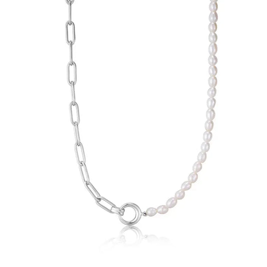 GM220W Zircon Heart Necklace In Platinum Plated Silver