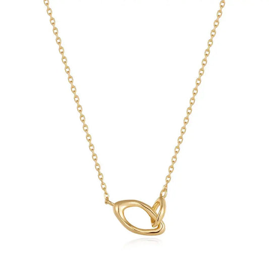 GM220W Zircon Heart Necklace In Platinum Plated Silver