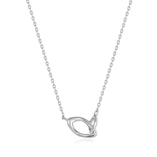 GM220W Zircon Heart Necklace In Platinum Plated Silver