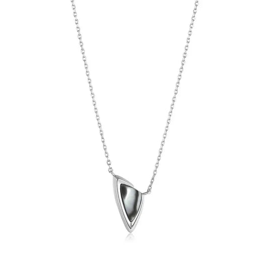 GM220W Zircon Heart Necklace In Platinum Plated Silver