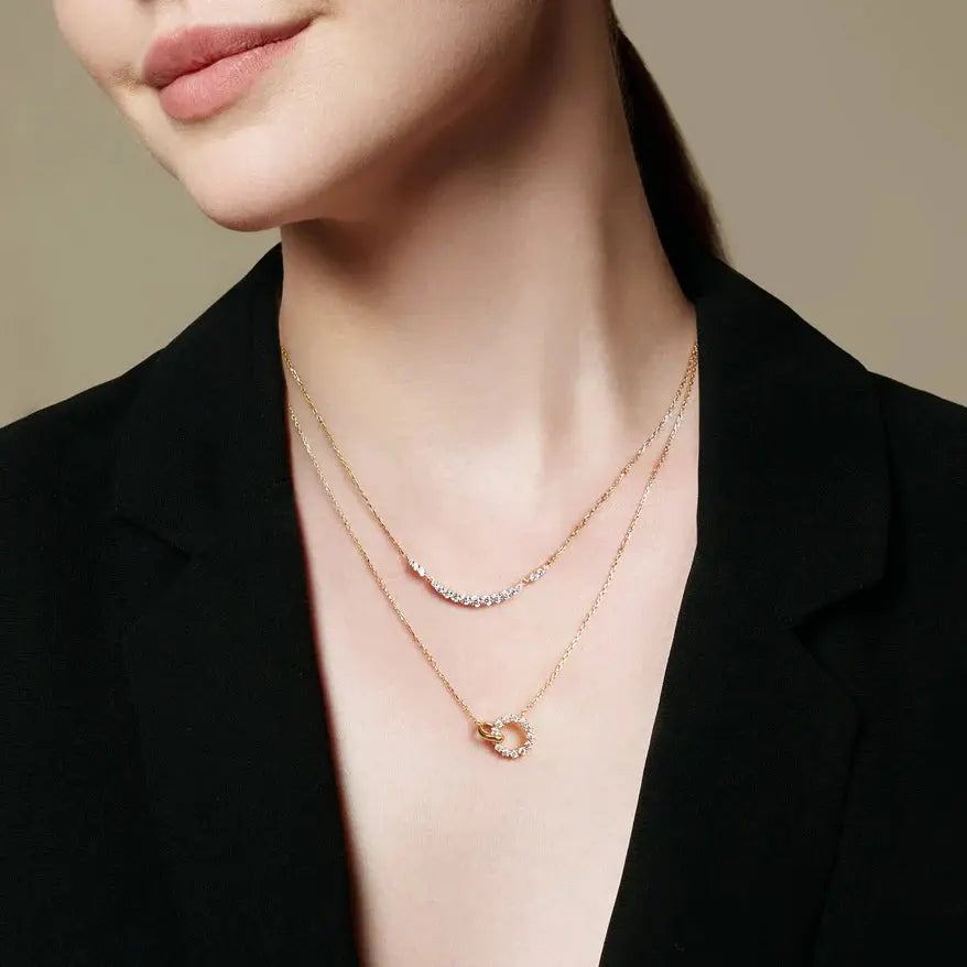 Ania Haie N056-01G Κολιέ Interlinked Circles Pavé Από Επιχρυσωμένο Ασήμι