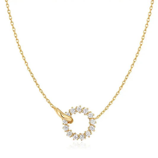 Ania Haie N056-01G Κολιέ Interlinked Circles Pavé Από Επιχρυσωμένο Ασήμι