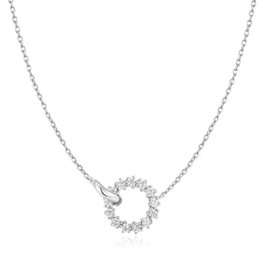 Ania Haie N056-01H Κολιέ Interlinked Circles Pavé Από Επιπλατινωμένο Ασήμι