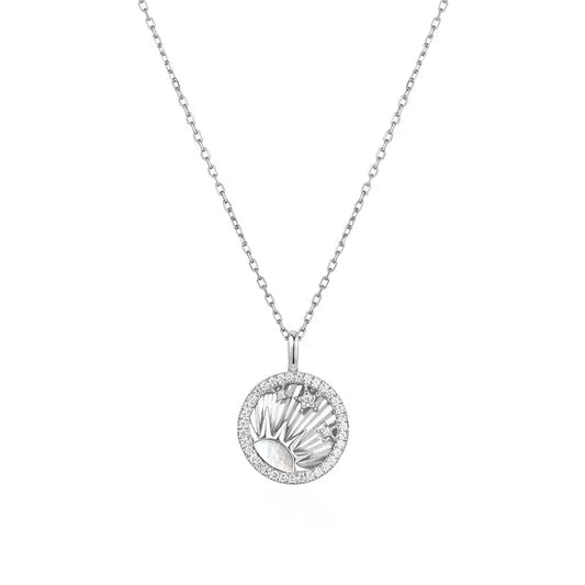 GM220W Zircon Heart Necklace In Platinum Plated Silver
