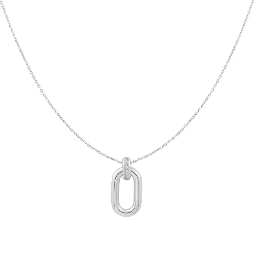 Ania Haie N062-01H Κολιέ Oval Hoop Από Επιπλατινωμένο Ασήμι
