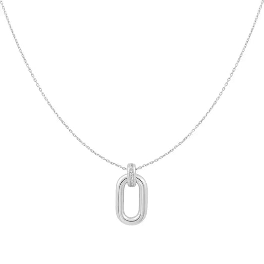 Ania Haie N062-01H Κολιέ Oval Hoop Από Επιπλατινωμένο Ασήμι